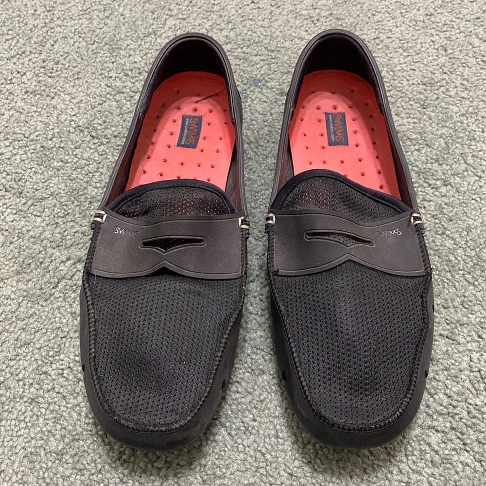 SWIMS Black waterproof penny loafers